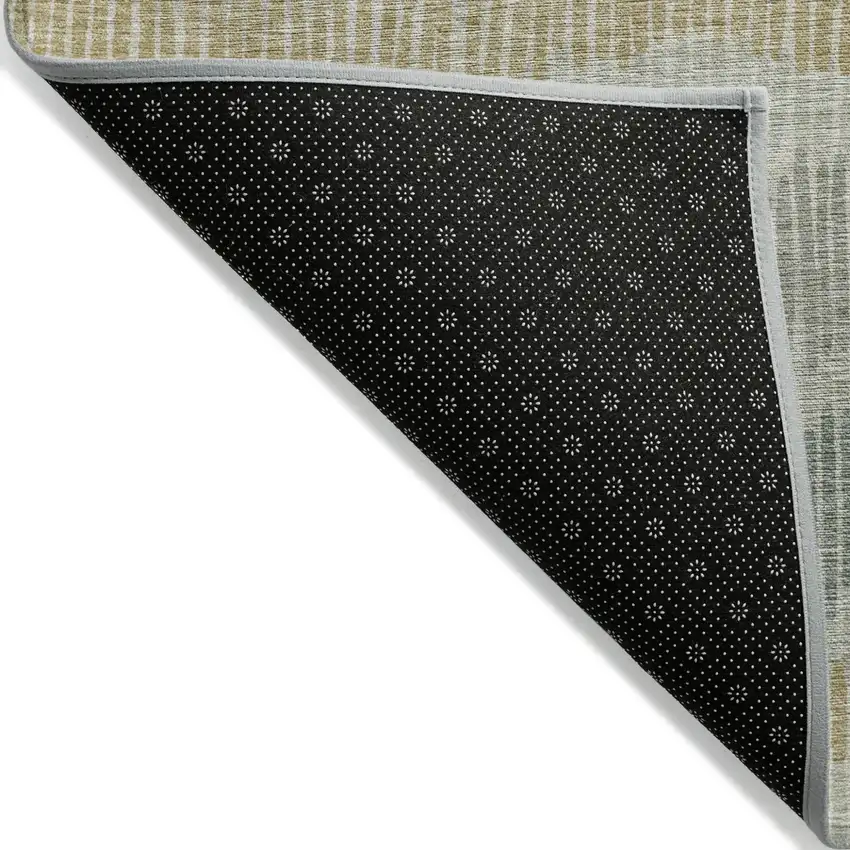 Beige Brown And Gray Striped Washable Indoor Outdoor Area Rug Photo 4