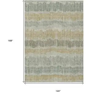 Photo of Beige Brown And Gray Striped Washable Indoor Outdoor Area Rug