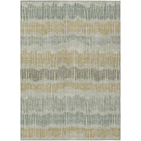 Beige Brown And Gray Striped Washable Indoor Outdoor Area Rug Photo 2
