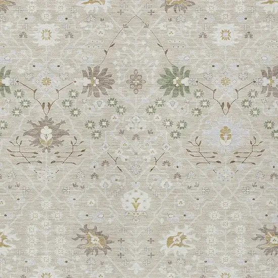 Beige Brown And Green Oriental Washable Indoor Outdoor Area Rug Photo 6