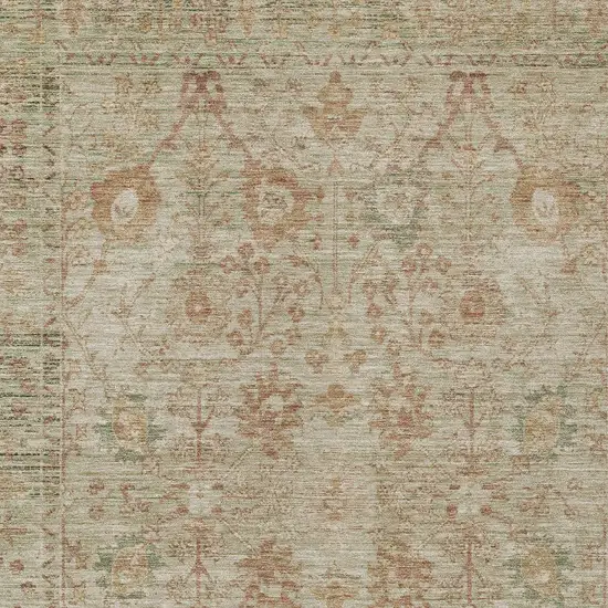 Beige Brown And Green Oriental Washable Indoor Outdoor Area Rug Photo 5