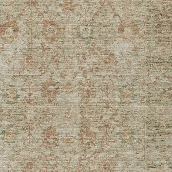 Beige Brown And Green Oriental Washable Indoor Outdoor Area Rug Photo 5