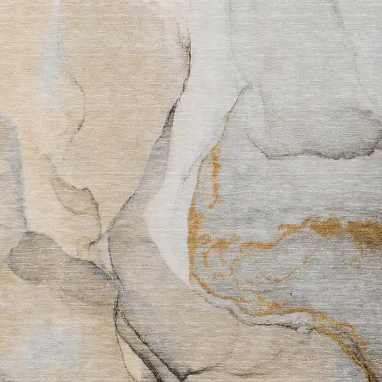 Beige Brown And Ivory Abstract Washable Area Rug With UV Protection Photo 3