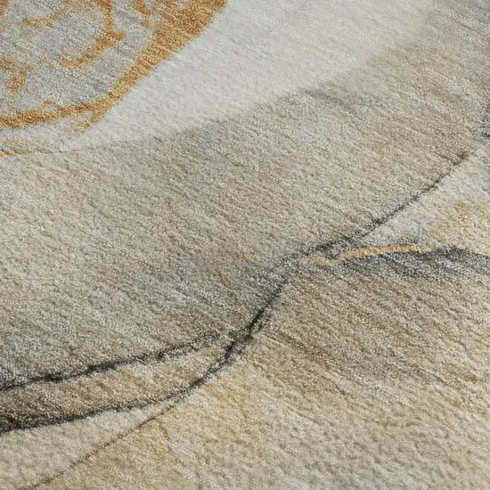 Beige Brown And Ivory Abstract Washable Area Rug With UV Protection Photo 8