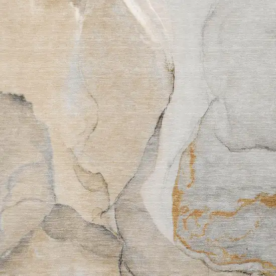 Beige Brown And Ivory Abstract Washable Area Rug With UV Protection Photo 9