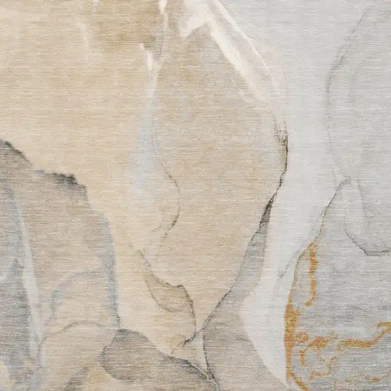 Beige Brown And Ivory Abstract Washable Area Rug With UV Protection Photo 3