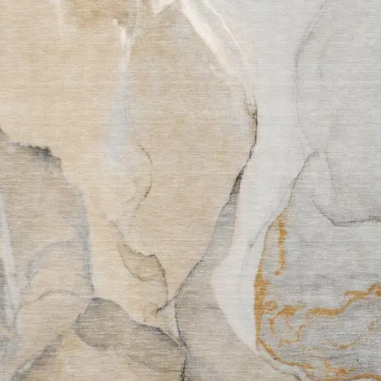 Beige Brown And Ivory Abstract Washable Area Rug With UV Protection Photo 7