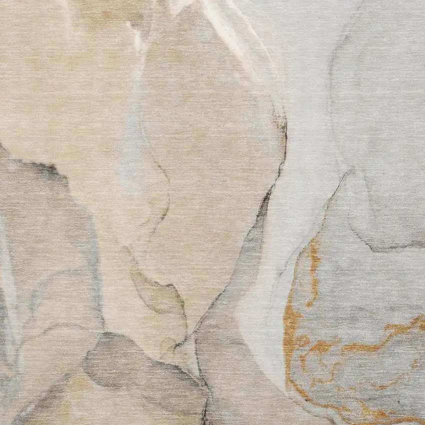 Beige Brown And Ivory Abstract Washable Area Rug With UV Protection Photo 7