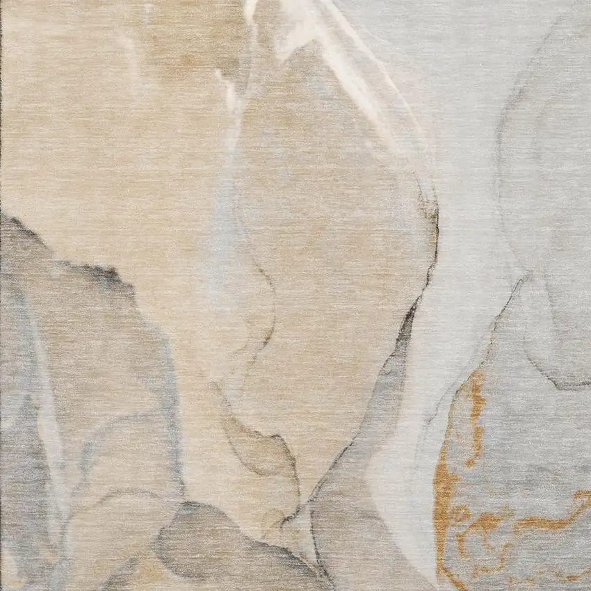 Beige Brown And Ivory Abstract Washable Area Rug With UV Protection Photo 4