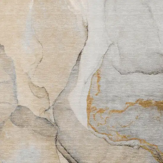 Beige Brown And Ivory Abstract Washable Area Rug With UV Protection Photo 9