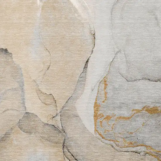 Beige Brown And Ivory Abstract Washable Area Rug With UV Protection Photo 3