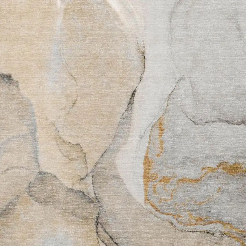 Beige Brown And Ivory Abstract Washable Area Rug With UV Protection Photo 3