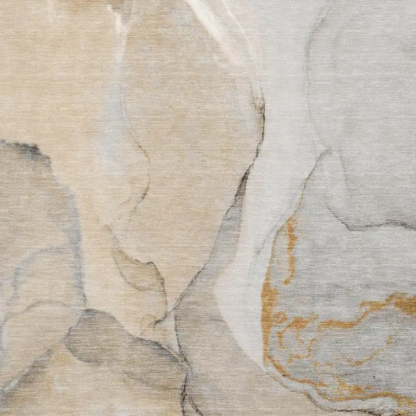 Beige Brown And Ivory Abstract Washable Area Rug With UV Protection Photo 7