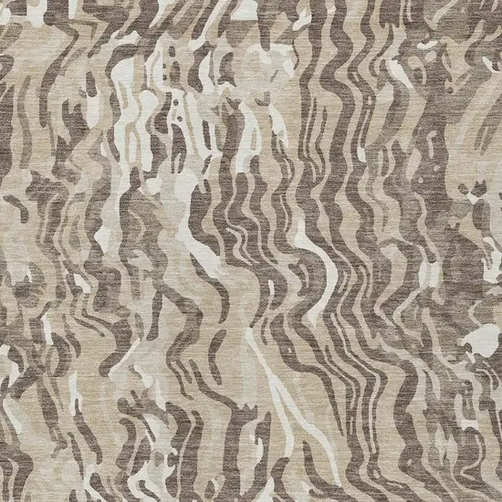 Beige Brown And Ivory Abstract Washable Indoor Outdoor Area Rug Photo 6