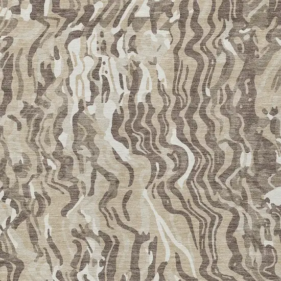 Beige Brown And Ivory Abstract Washable Indoor Outdoor Area Rug Photo 6