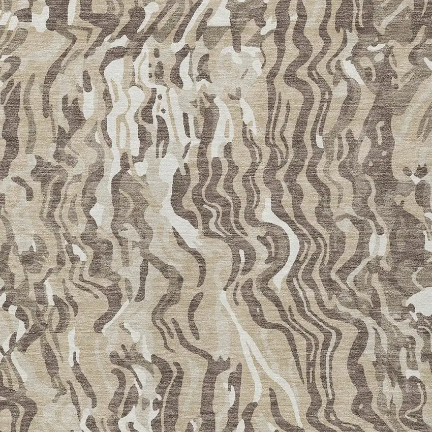 Beige Brown And Ivory Abstract Washable Indoor Outdoor Area Rug Photo 6