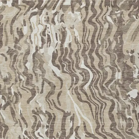 Beige Brown And Ivory Abstract Washable Indoor Outdoor Area Rug Photo 6