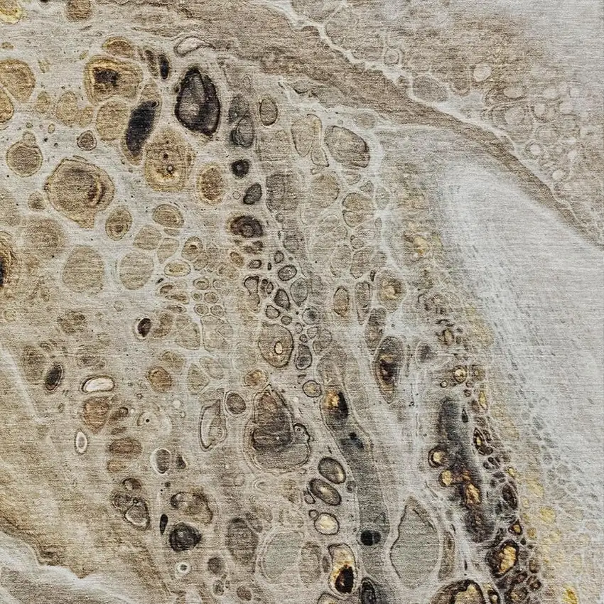 Beige Brown And Ivory Abstract Washable Indoor Outdoor Area Rug Photo 3