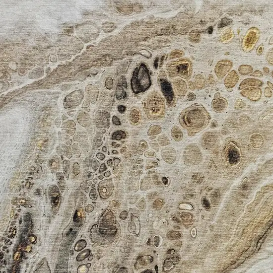 Beige Brown And Ivory Abstract Washable Indoor Outdoor Area Rug Photo 3