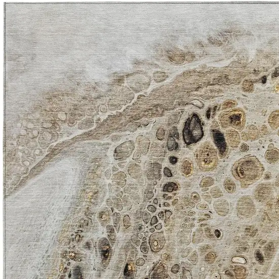 Beige Brown And Ivory Abstract Washable Indoor Outdoor Area Rug Photo 3