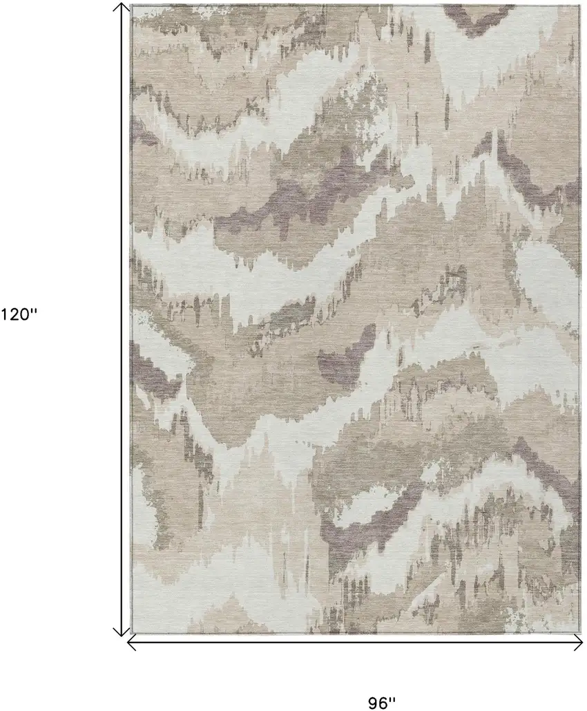 Beige Brown And Ivory Abstract Washable Indoor Outdoor Area Rug Photo 3