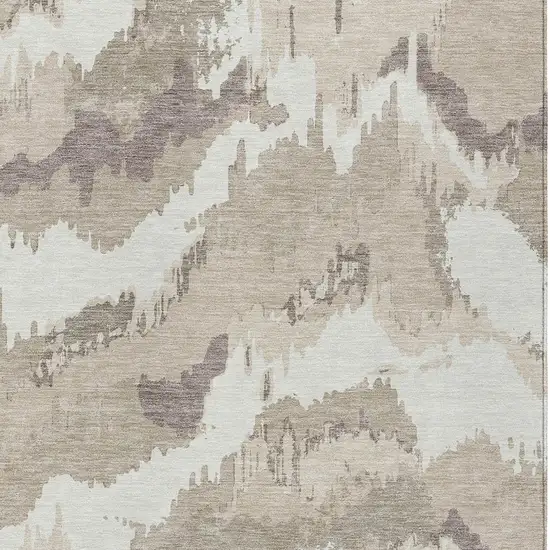 Beige Brown And Ivory Abstract Washable Indoor Outdoor Area Rug Photo 6
