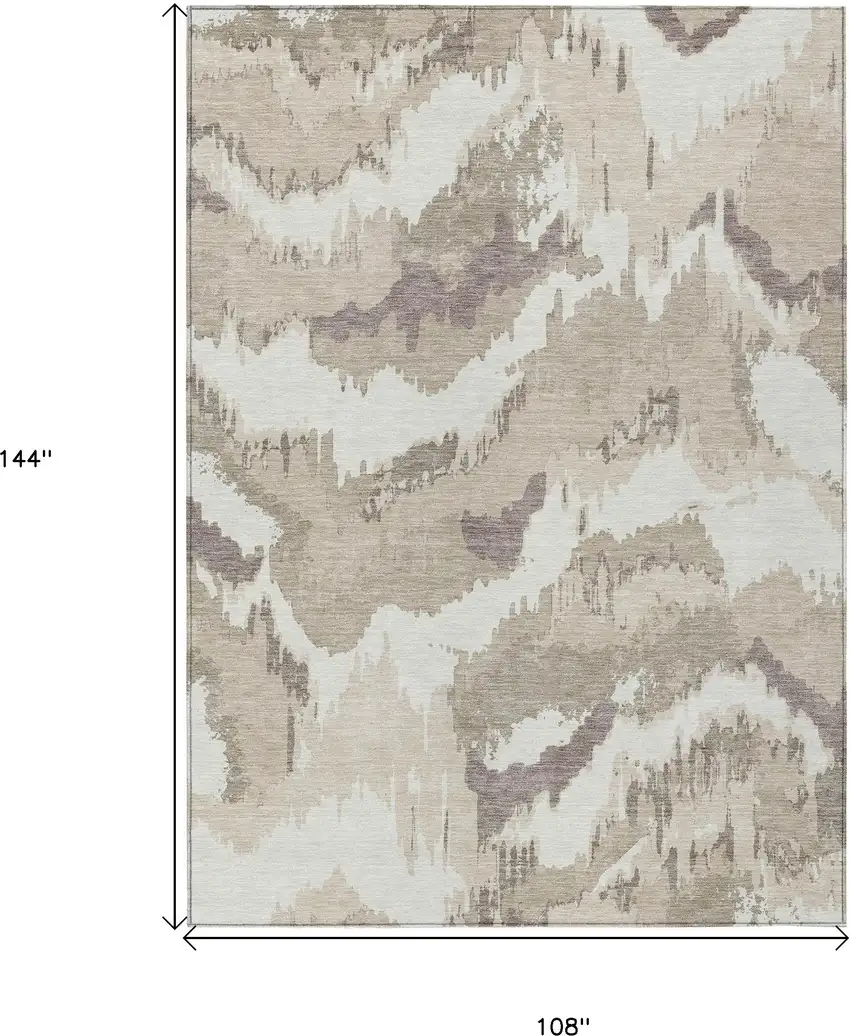 Beige Brown And Ivory Abstract Washable Indoor Outdoor Area Rug Photo 3