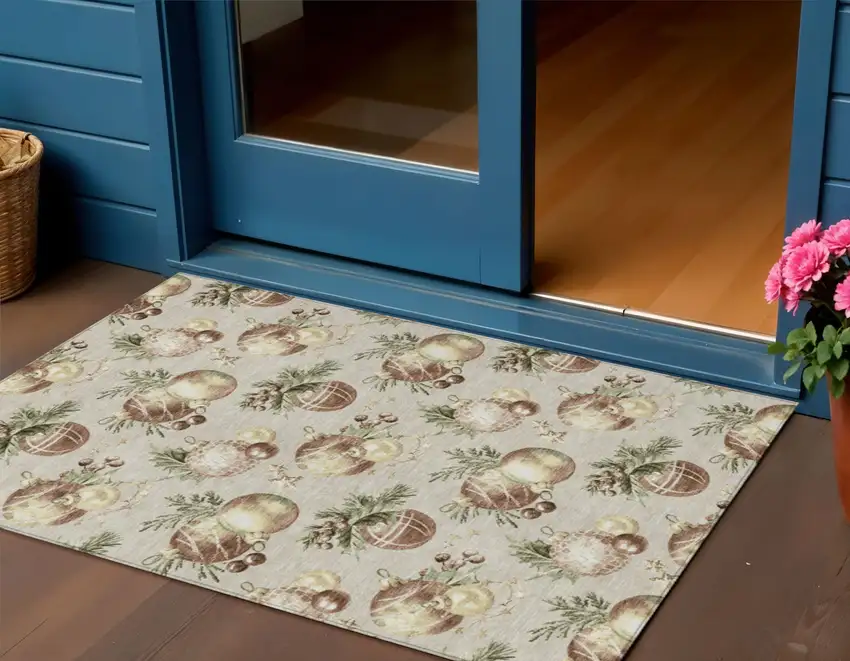 Beige Brown And Ivory Stars Washable Indoor Outdoor Area Rug Photo 1