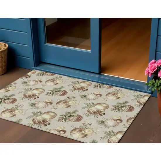 Beige Brown And Ivory Stars Washable Indoor Outdoor Area Rug Photo 1