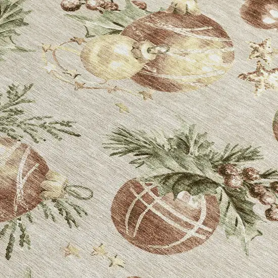 Beige Brown And Ivory Botanical Leaves Washable Indoor Outdoor Area Rug Photo 3