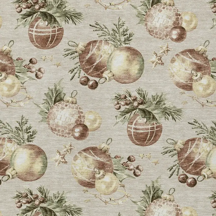 Beige Brown And Ivory Botanical Leaves Washable Indoor Outdoor Area Rug Photo 9