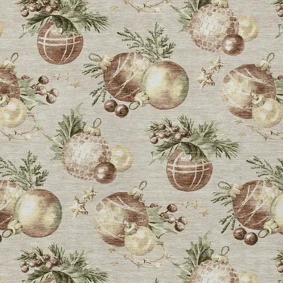 Beige Brown And Ivory Botanical Leaves Washable Indoor Outdoor Area Rug Photo 9