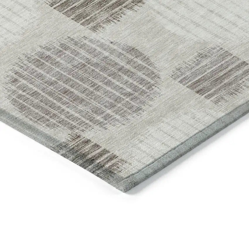 Beige Brown And Ivory Geometric Washable Indoor Outdoor Area Rug Photo 5
