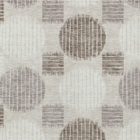 Beige Brown And Ivory Geometric Washable Indoor Outdoor Area Rug Photo 6
