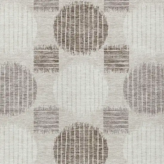 Beige Brown And Ivory Geometric Washable Indoor Outdoor Area Rug Photo 6