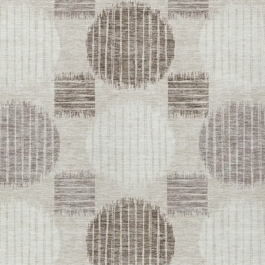 Beige Brown And Ivory Geometric Washable Indoor Outdoor Area Rug Photo 6
