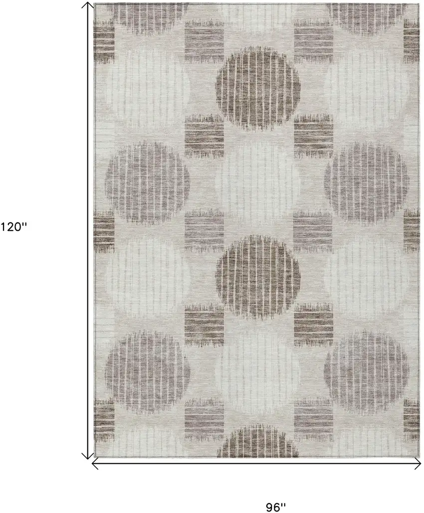 Beige Brown And Ivory Geometric Washable Indoor Outdoor Area Rug Photo 3