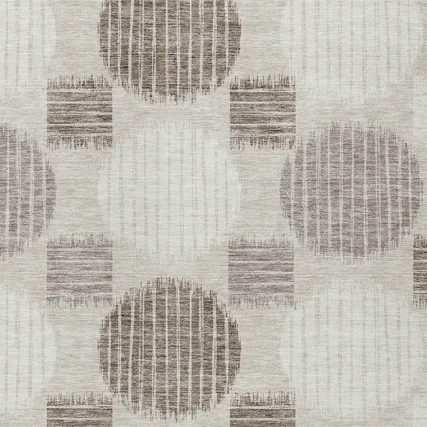 Beige Brown And Ivory Geometric Washable Indoor Outdoor Area Rug Photo 6