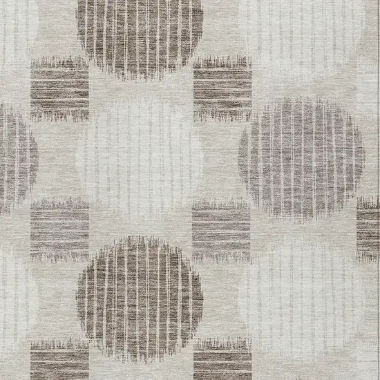 Beige Brown And Ivory Geometric Washable Indoor Outdoor Area Rug Photo 6