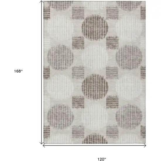 Beige Brown And Ivory Geometric Washable Indoor Outdoor Area Rug Photo 3