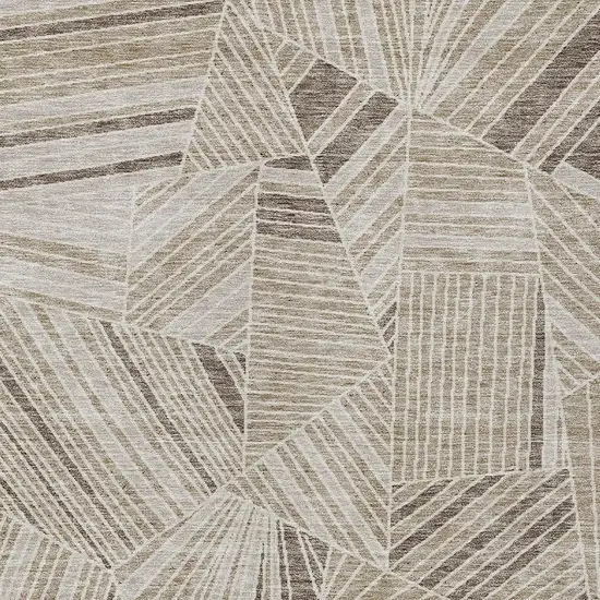Beige Brown And Ivory Geometric Washable Indoor Outdoor Area Rug Photo 7