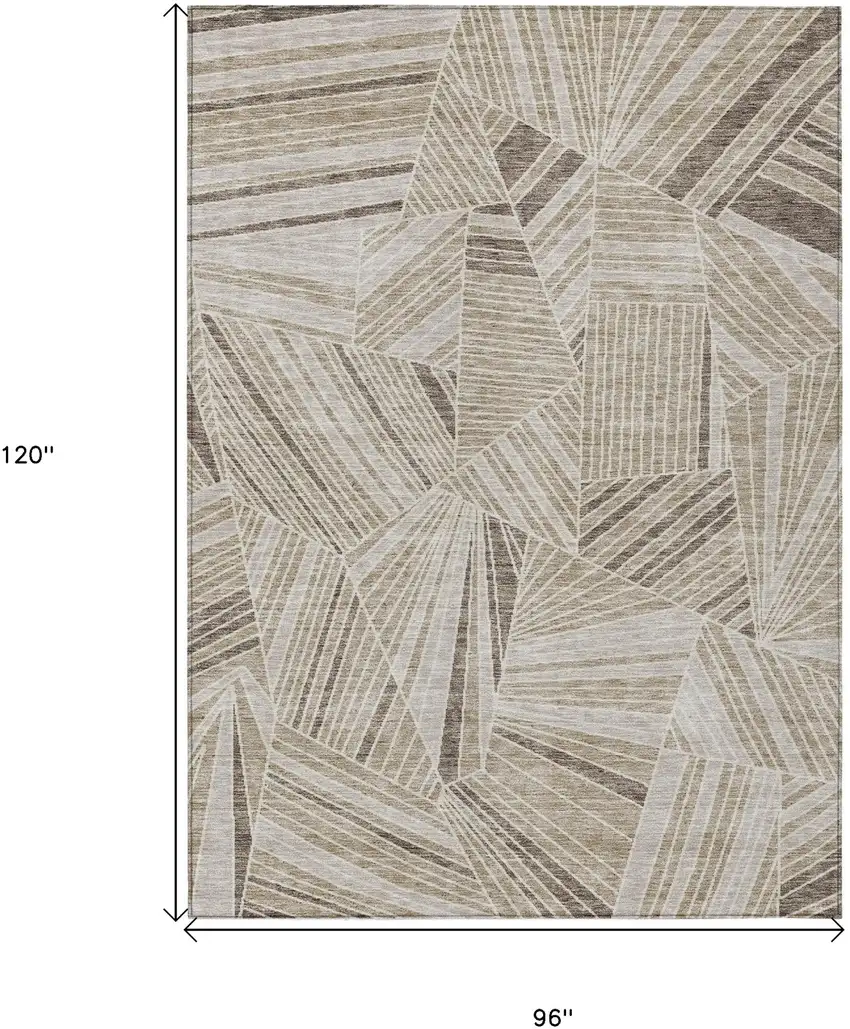 Beige Brown And Ivory Geometric Washable Indoor Outdoor Area Rug Photo 3