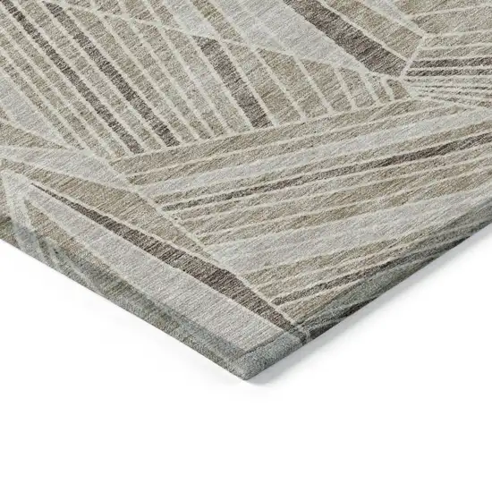 Beige Brown And Ivory Geometric Washable Indoor Outdoor Area Rug Photo 5