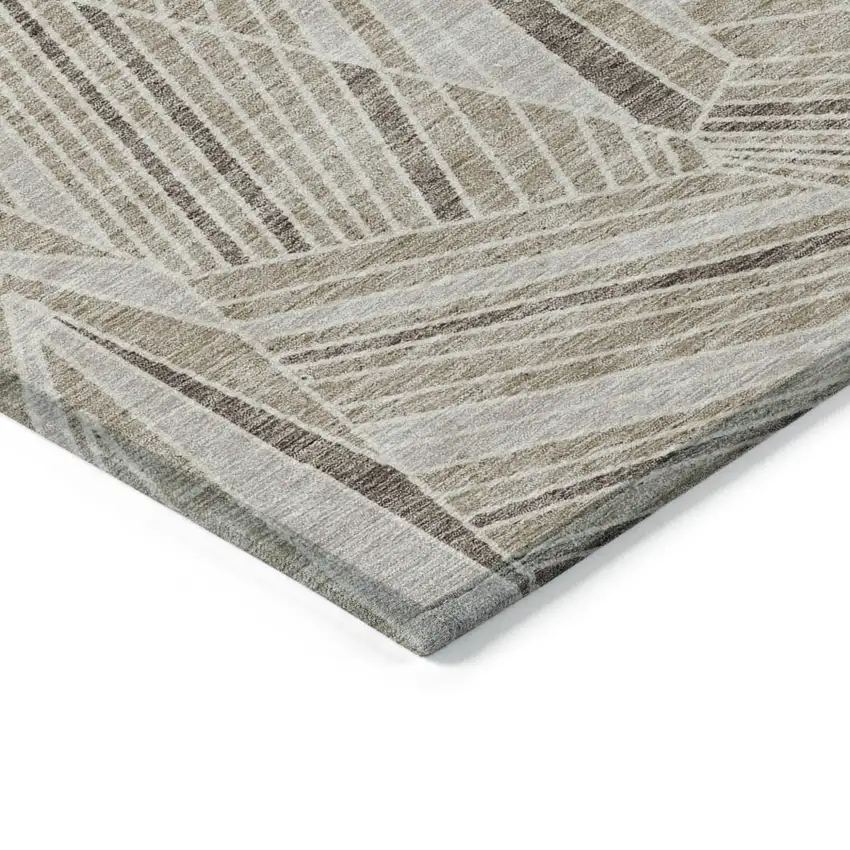 Beige Brown And Ivory Geometric Washable Indoor Outdoor Area Rug Photo 5