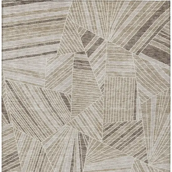 Beige Brown And Ivory Geometric Washable Indoor Outdoor Area Rug Photo 8