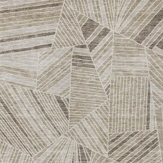 Beige Brown And Ivory Geometric Washable Indoor Outdoor Area Rug Photo 7