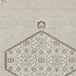 Photo of Beige Brown And Ivory Oriental Washable Indoor Outdoor Area Rug