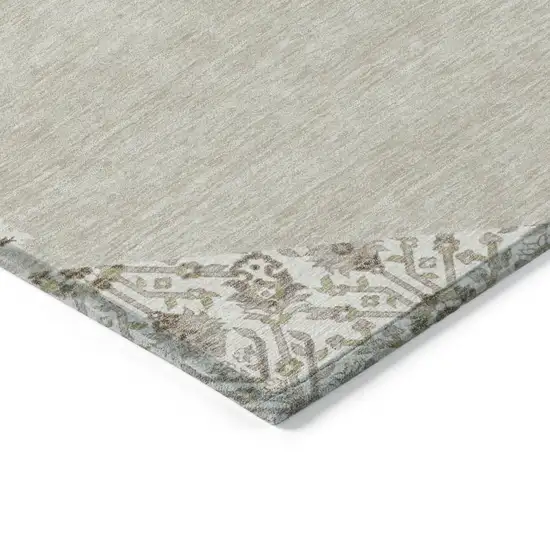 Beige Brown And Ivory Oriental Washable Indoor Outdoor Area Rug Photo 4