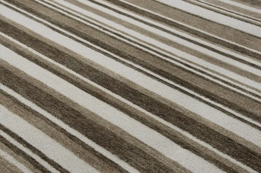 Beige Brown And Ivory Striped Hand Tufted Area Rug Photo 3
