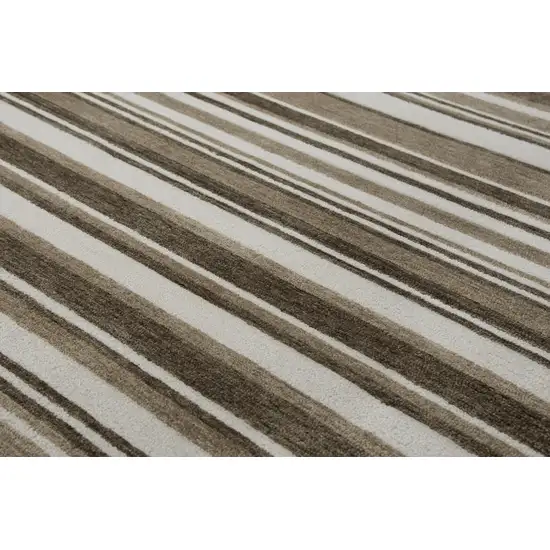Beige Brown And Ivory Striped Hand Tufted Area Rug Photo 3